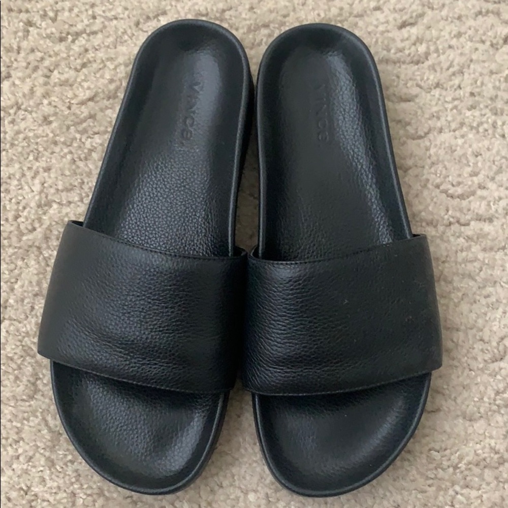 Black Gavin Leather Slide Sandal